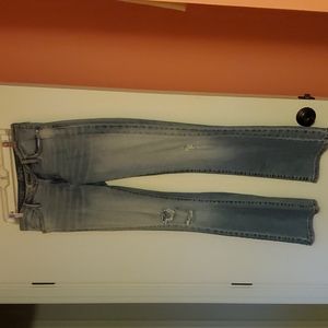 Levi's low rise, distressed, flared jeans